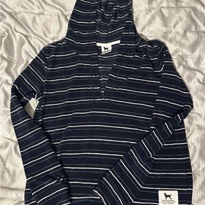 The Black Dog Navy and White Striped Terry Pullover Size X Small